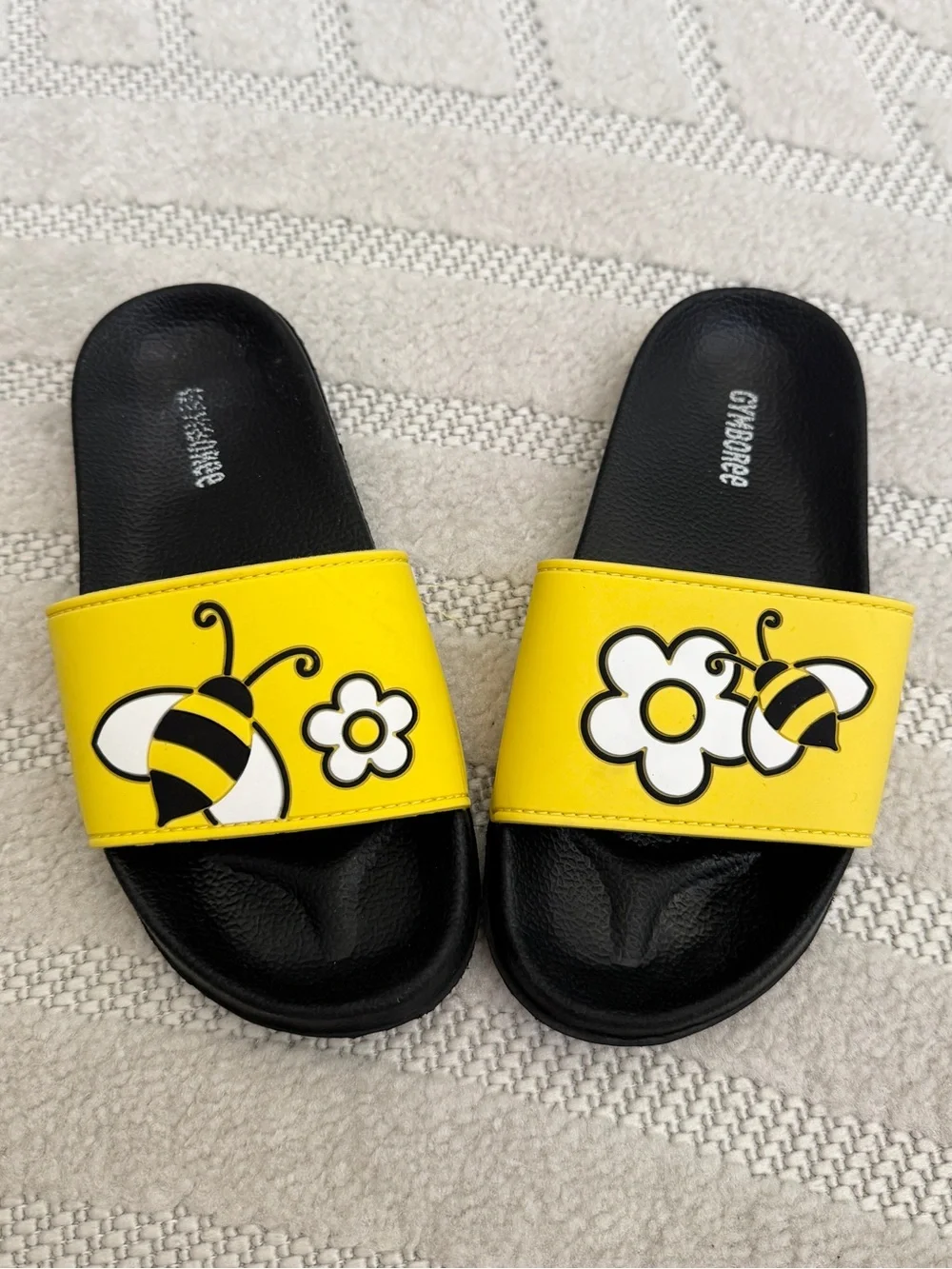 Gymboree Yellow Bee Slide Sandals with Flower Graphic